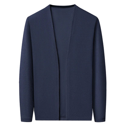 Herren Cardigan Strickjacke offen leicht V-Ausschnitt Langarm