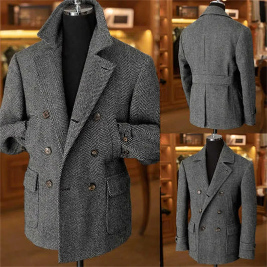 Blazer clásico de doble botonadura para hombre estilo vintage – Abrigo elegante para negocios y ocio