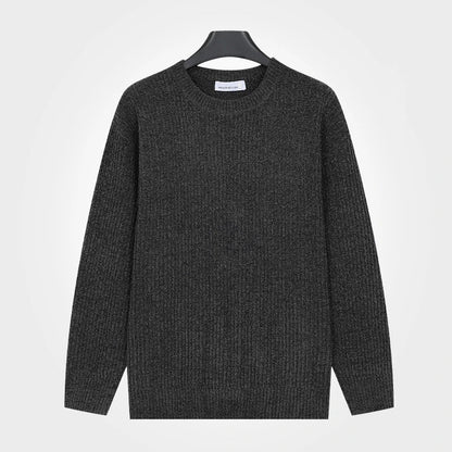 Herren Rippstrick Pullover Rundhals Langarm – Weich & Bequem