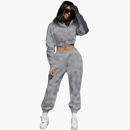 Tuta due pezzi da donna con cappuccio – Look sportivo casual per quotidiano e allenamento