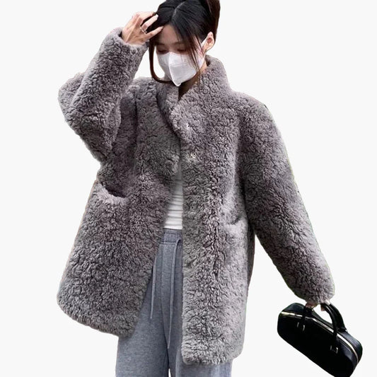Dames Oversize Teddy Jas – Modieuze winterjas voor dagelijks gebruik en vrije tijd