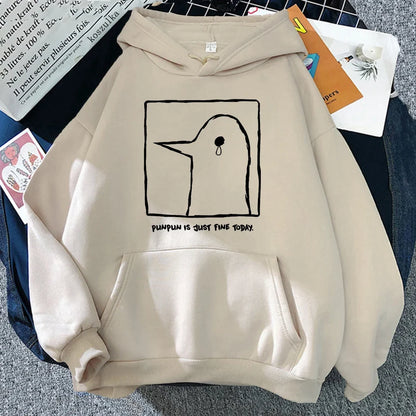Unisex-hættetrøje med Punpun-print og kængurulomme