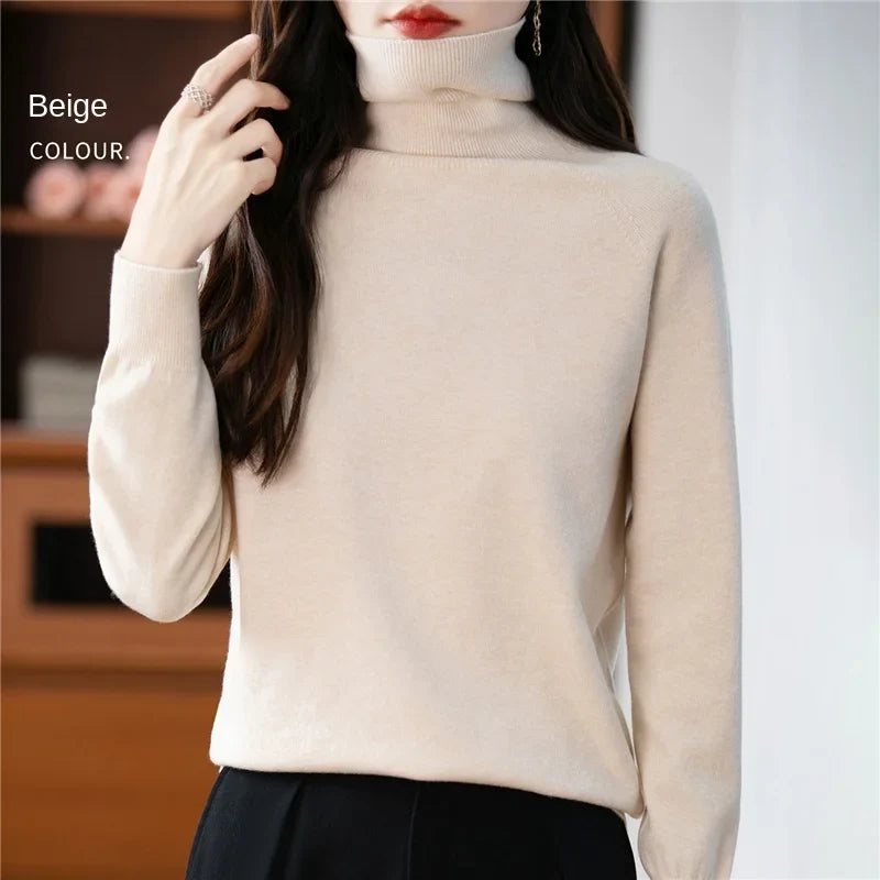 Dolcevita da donna a maniche lunghe, in maglia fine, modello basic