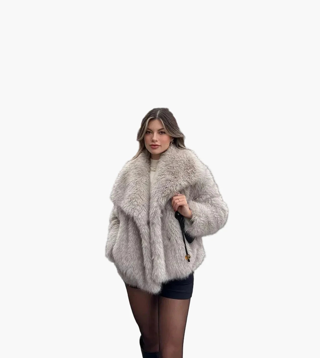 Damska luksusowa kurtka z futerkiem sztucznym – elegancki look na jesień i zimę na wyjątkowe okazje