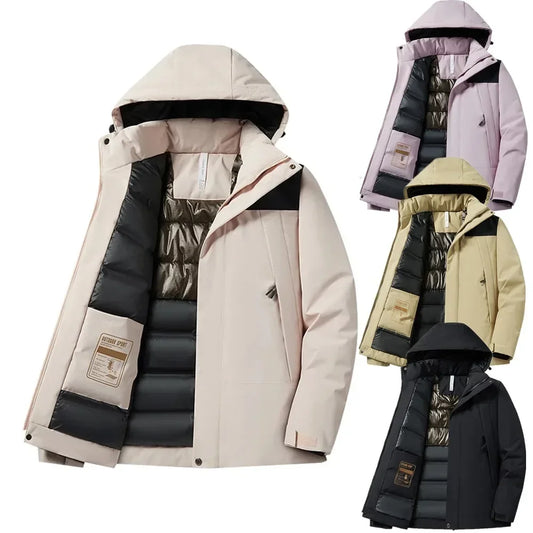 Chaqueta con capucha unisex, forro acolchado, outdoor, corta de invierno