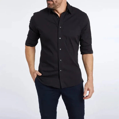 Herren Slim Fit Business Freizeithemd Langarm Modern Elegant