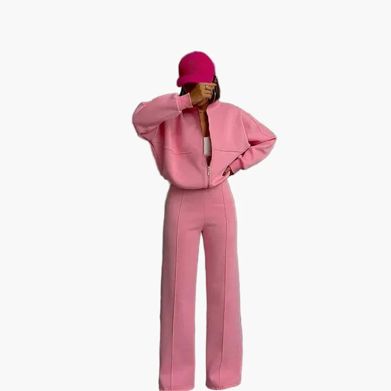 Tuta oversize da donna due pezzi con pantaloni larghi e giacca – Outfit streetwear moderno