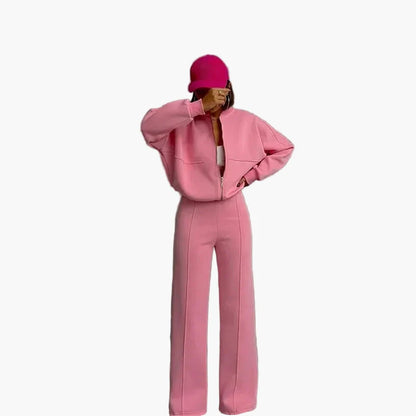 Tuta oversize da donna due pezzi con pantaloni larghi e giacca – Outfit streetwear moderno