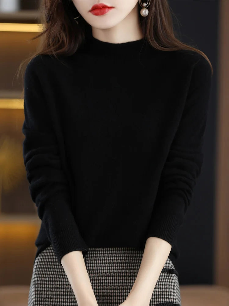 Damen Rollkragenpullover Strickpullover Einfarbig Langarm Weiches Material