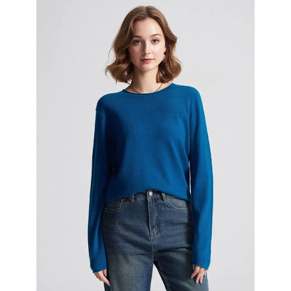 Pull à manches longues pour femme, col bateau, uni
