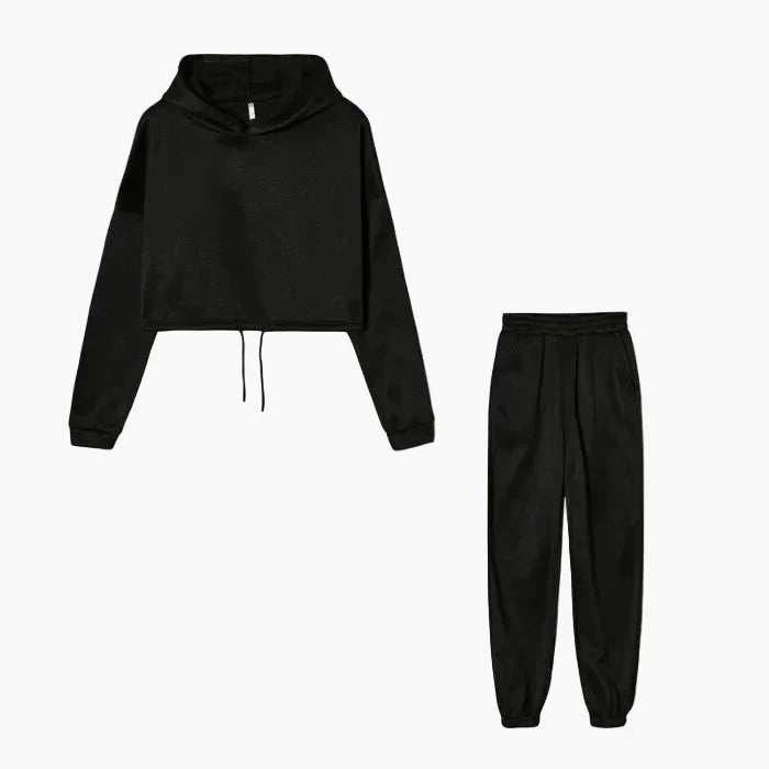 Tuta da tempo libero da donna due pezzi – Felpa con cappuccio alla moda e pantaloni da jogging per tutti i giorni e sport