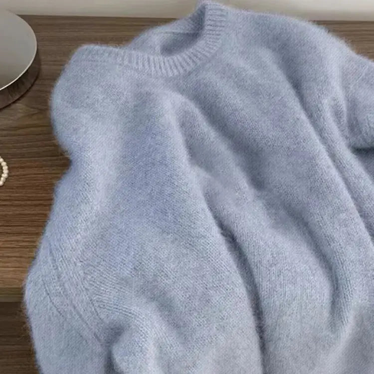 Pull douillet en maille pour femme, col rond, coupe ample