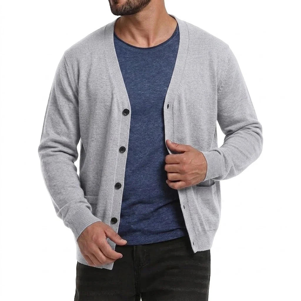 Cardigan da uomo con scollo a V e abbottonatura