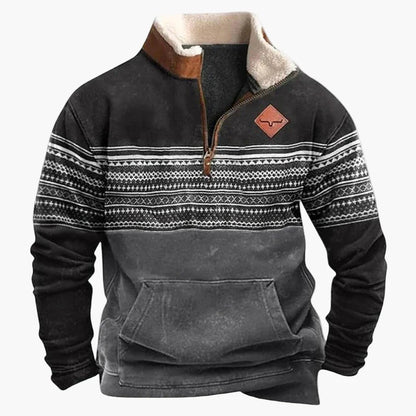 Herren Wild West Vintage Outdoor Pullover im Cowboy-Stil mit Stehkragen