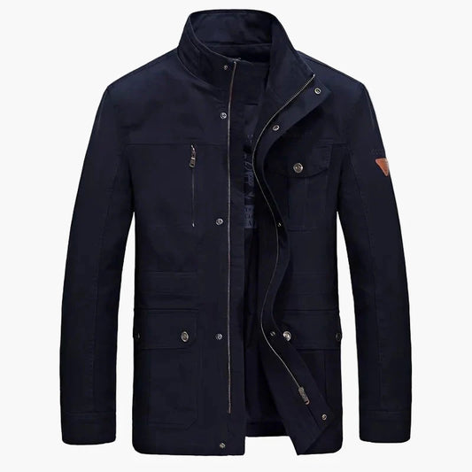 Heren vrijetijdsjas met opstaande kraag en meerdere zakken – Urban outdoor stijl