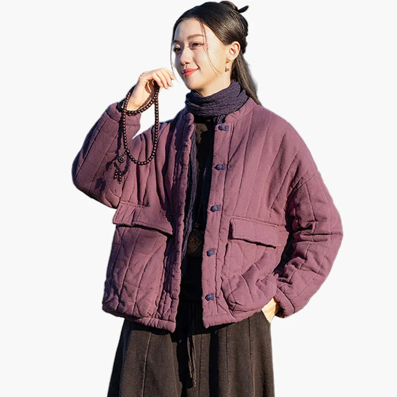 Damen Vintage Kurzjacke – Lockerer Stil, Freizeit Herbst/Winter Jacke