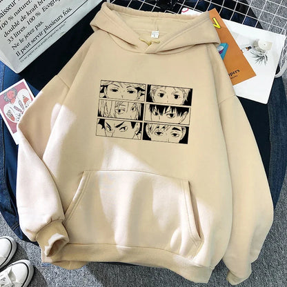 Felpa unisex con cappuccio e stampa anime - beige chiaro "Karasuno Volleyball Club"