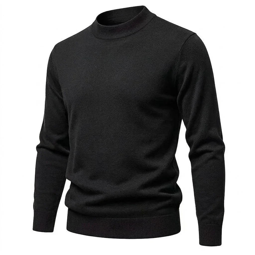 Herren Rollkragenpullover Basic Strickpullover Hochgeschlossen Cremefarben