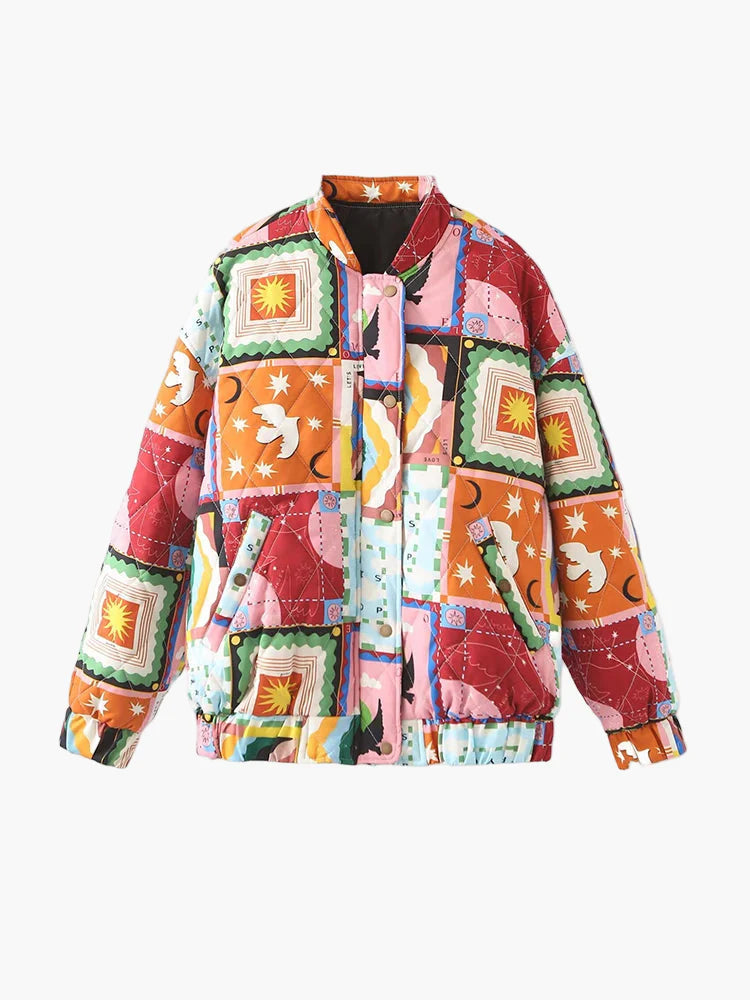 Blouson aviateur patchwork unisexe style rétro – Veste de loisirs tendance pour automne et hiver