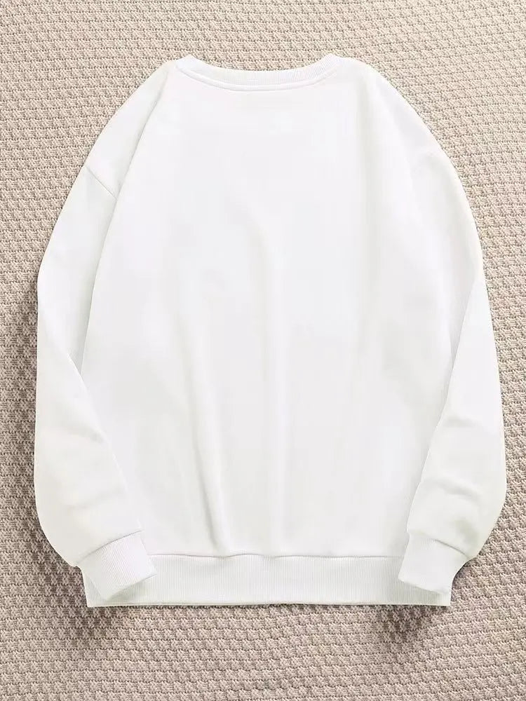 Felpa oversize da donna girocollo a maniche lunghe, pullover tinta unita
