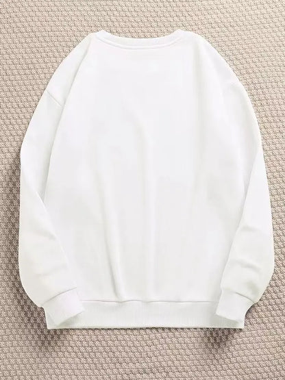 Felpa oversize da donna girocollo a maniche lunghe, pullover tinta unita