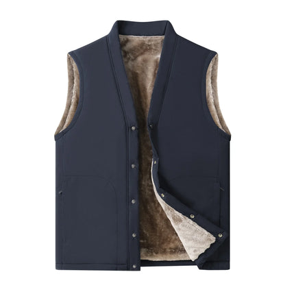 Gilet da uomo con fodera in teddy, collo alto, invernale, caldo e casual