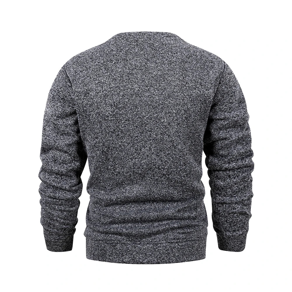 Pull homme à col rond, effet chiné, sweat-shirt à manches longues