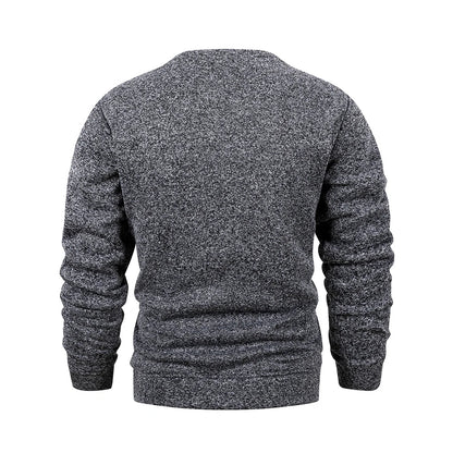 Pull homme à col rond, effet chiné, sweat-shirt à manches longues