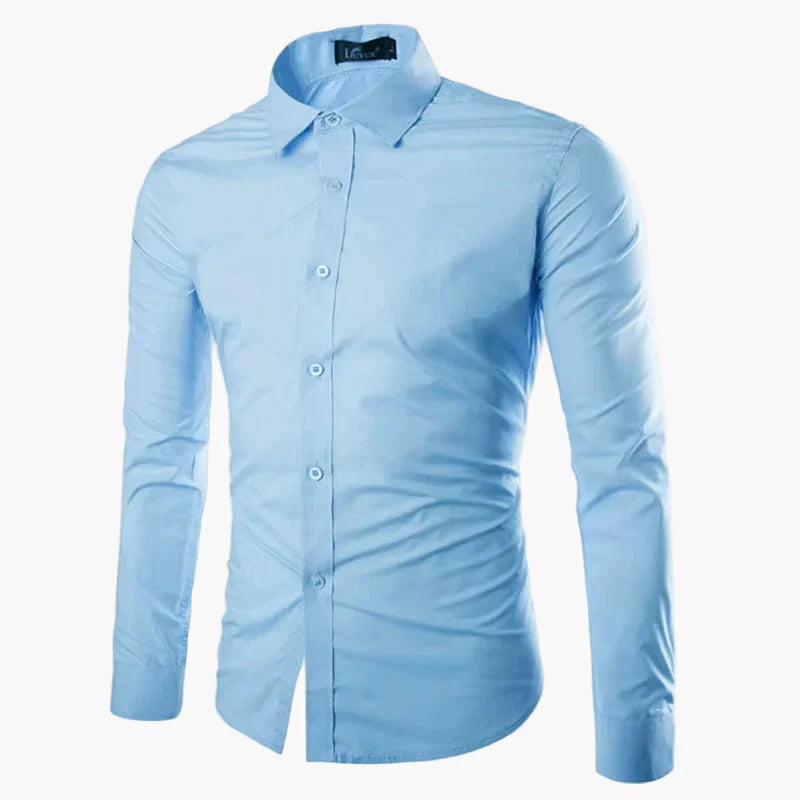 Męska koszula biznesowo-casualowa – Elegancka koszula z długim rękawem, slim fit, uniwersalna do biura i na co dzień