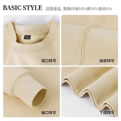 Felpa unisex a maniche lunghe e girocollo, con fodera in pile, polsini a coste, calda per l'inverno