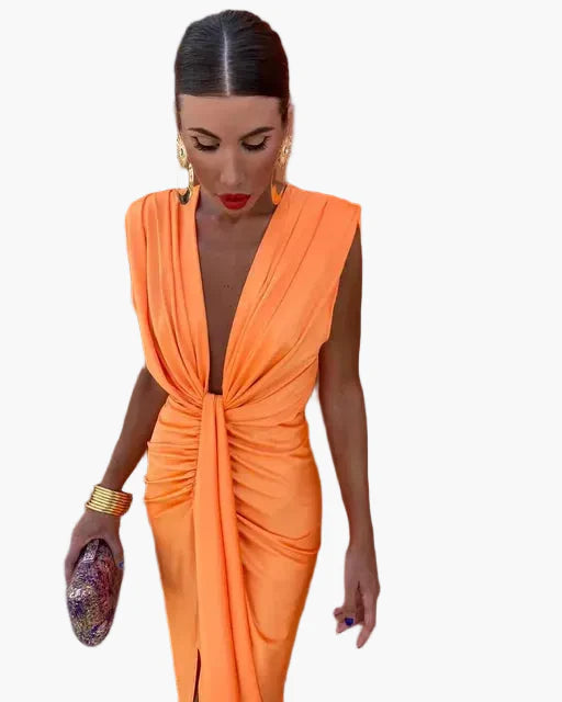 Vestido de noche elegante para mujer con escote profundo – Perfecto para ocasiones festivas y fiestas