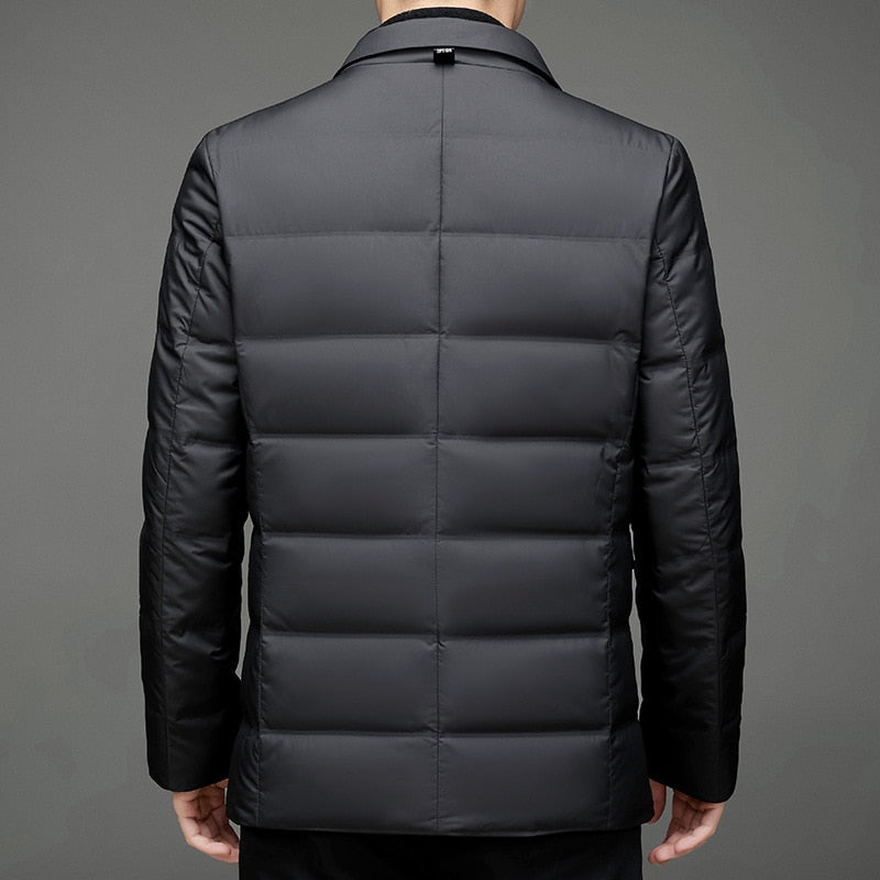 Heren doorgestikte blazer modern business casual winterjas – elegant & veelzijdig
