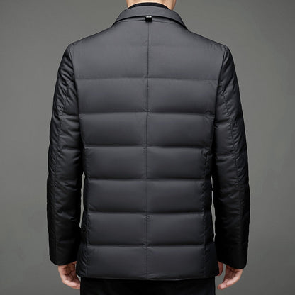 Heren doorgestikte blazer modern business casual winterjas – elegant & veelzijdig