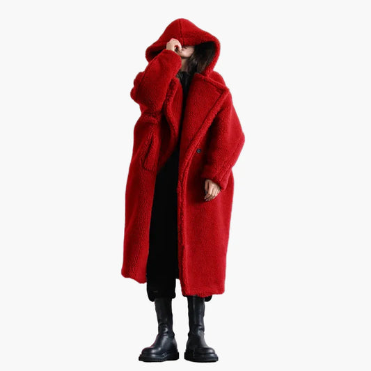 Damski oversize płaszcz z kapturem w stylu street na jesień i zimę