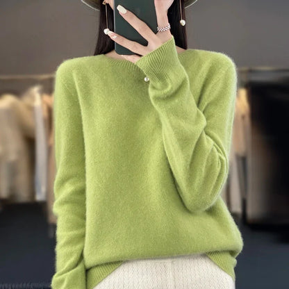 Damen Rundhals Strickpullover Langarm Weiches Material