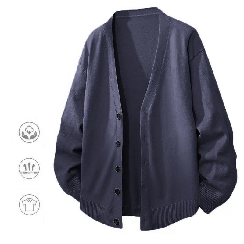 Cardigan da uomo, cardigan unisex con scollo a V, bottoni e polsini a coste, vestibilità oversize
