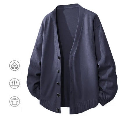 Cardigan da uomo, cardigan unisex con scollo a V, bottoni e polsini a coste, vestibilità oversize