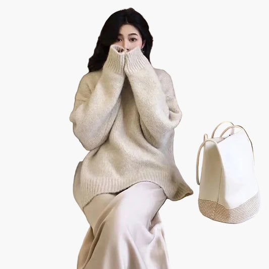 Damski oversize sweter w stylu retro na jesień i zimę, idealny do casualowych stylizacji