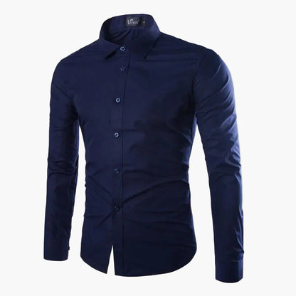 Herre business fritidsskjorte slim fit moderne langermet skjorte – Elegant stil for kontor og hverdag