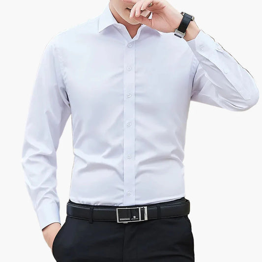 Heren business overhemd – Elegant, langarm slim fit vrijetijds overhemd voor kantoor & dagelijks gebruik