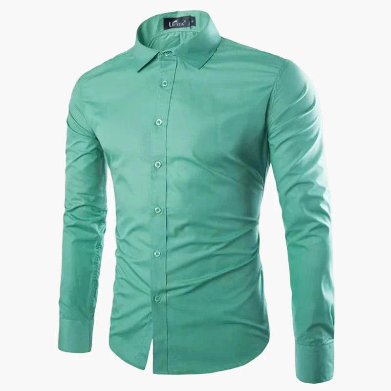Męska koszula biznesowo-casualowa – Elegancka koszula z długim rękawem, slim fit, uniwersalna do biura i na co dzień