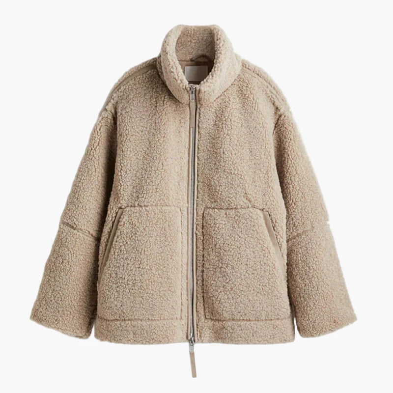 Damen Teddyjacke im Oversized-Look – Trendige Übergangsjacke für Herbst & Winter