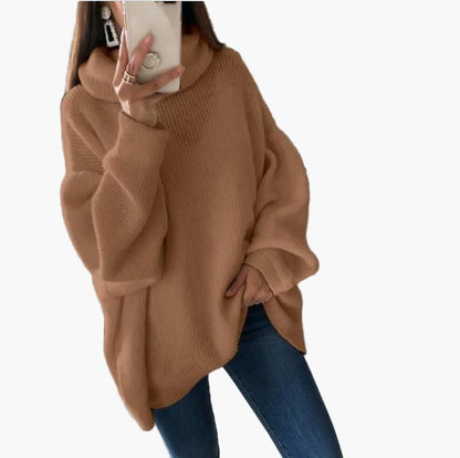 Damski oversize sweter z golfem – swobodny styl na jesień i zimę
