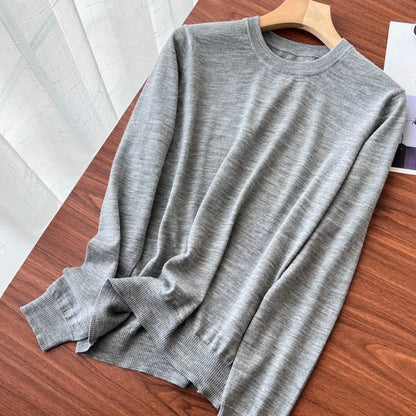 Unisex Langarm Pullover Rundhalsausschnitt Feinstrick Basic Sweater