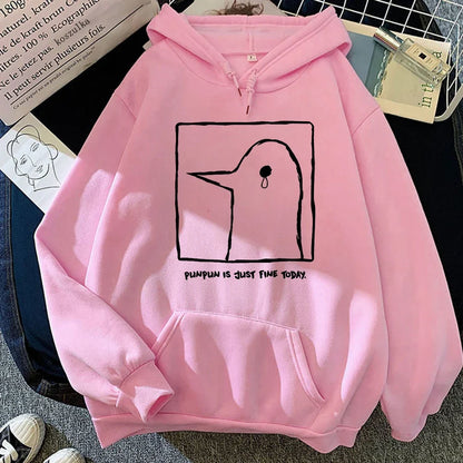 Unisex-hættetrøje med Punpun-print og kængurulomme