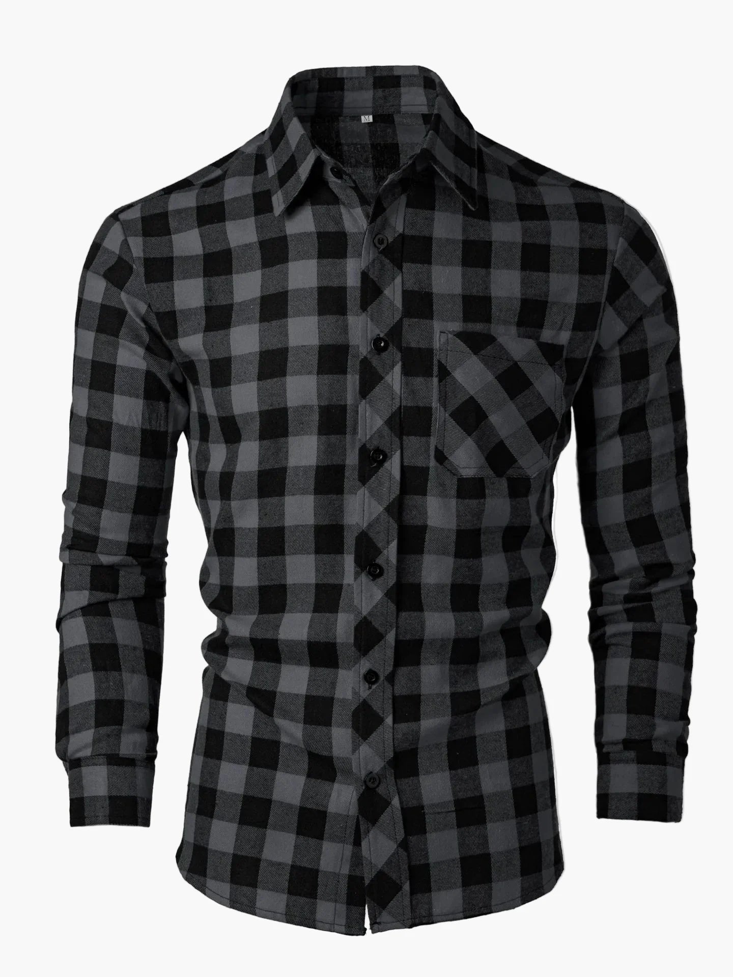 Herr fritidsskjorta rutmönstrad långärmad modern slim fit – Perfekt för vardag och kontor