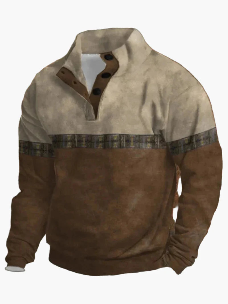 Herre western retro genser med cowboy-trykk – Vintage fritidsmote for utendørs og hverdag
