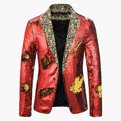 Heren Pailletten Blazer voor Podium en Party – Glinsterende Showjas in Extravagant Ontwerp