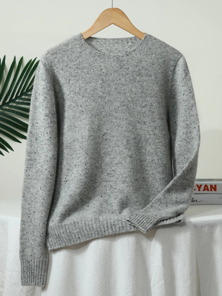 Maglione unisex a maniche lunghe con scollo rotondo e motivo mélange