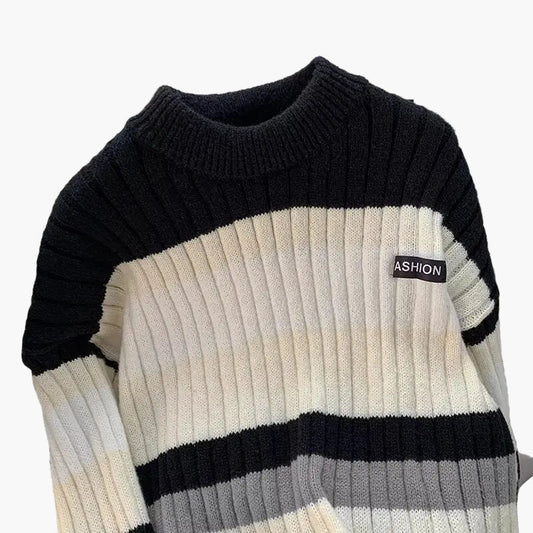 Herren Strickpullover im modernen Streifen-Design – Lässiger Winterpullover für Alltag & Freizeit